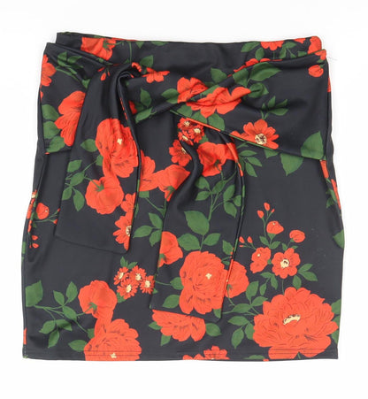 Missguided Women’s Black Floral Pencil Skirt Size 12 Stretch