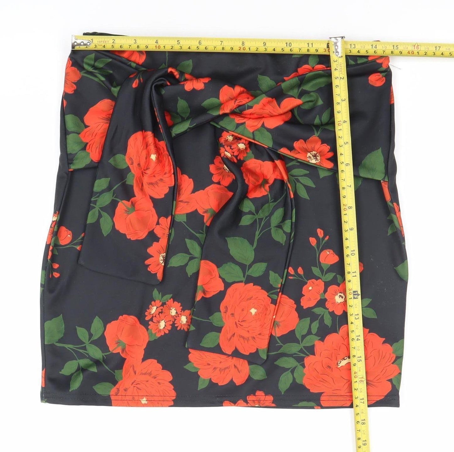 Missguided Women’s Black Floral Pencil Skirt Size 12 Stretch