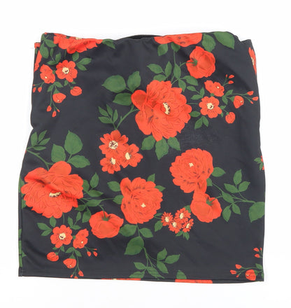 Missguided Women’s Black Floral Pencil Skirt Size 12 Stretch