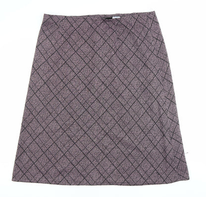 Damart Women’s Purple Check A-Line Knee Length Skirt Size L