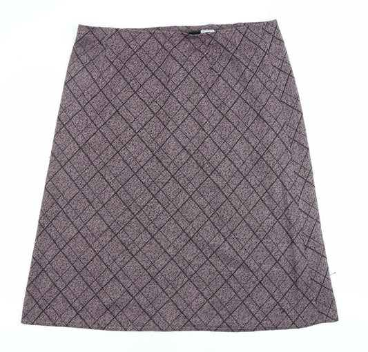 Damart Women’s Purple Check A-Line Knee Length Skirt Size L
