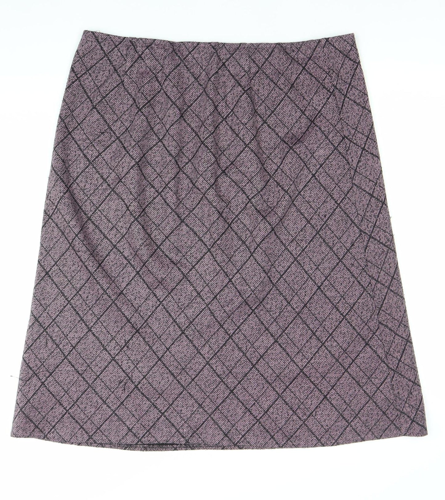 Damart Women’s Purple Check A-Line Knee Length Skirt Size L