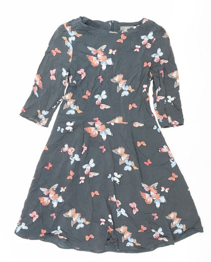 Oasis Women’s Black Butterfly Print A-Line Dress Size 10