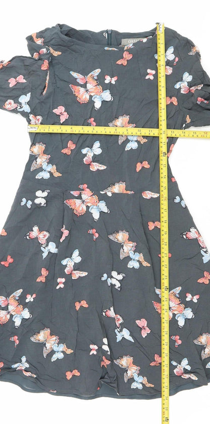 Oasis Women’s Black Butterfly Print A-Line Dress Size 10