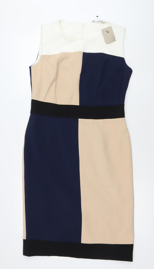 Tu Women’s Multicoloured Size 12 Sheath Knee Length Dress