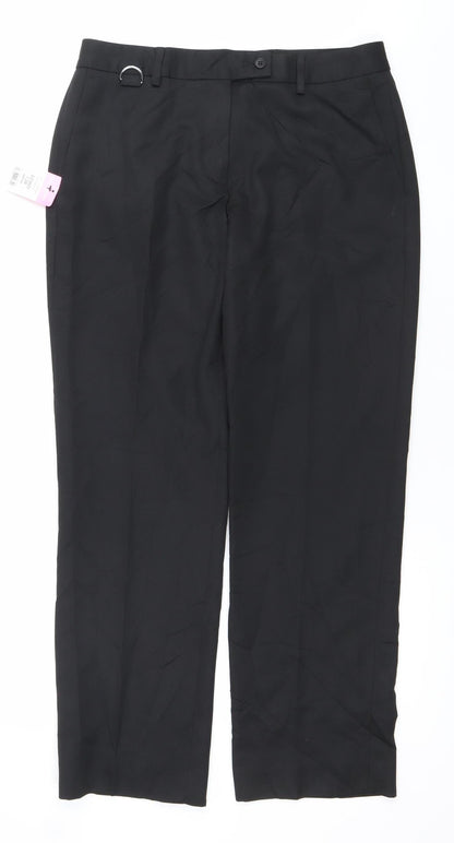 Womens UK Size 12 Brook Taverner Regular Fit Dress Pants Black Trousers