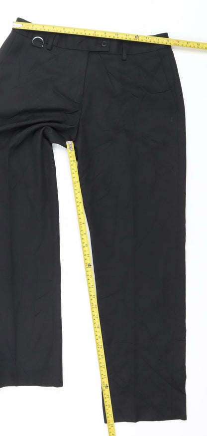 Womens UK Size 12 Brook Taverner Regular Fit Dress Pants Black Trousers