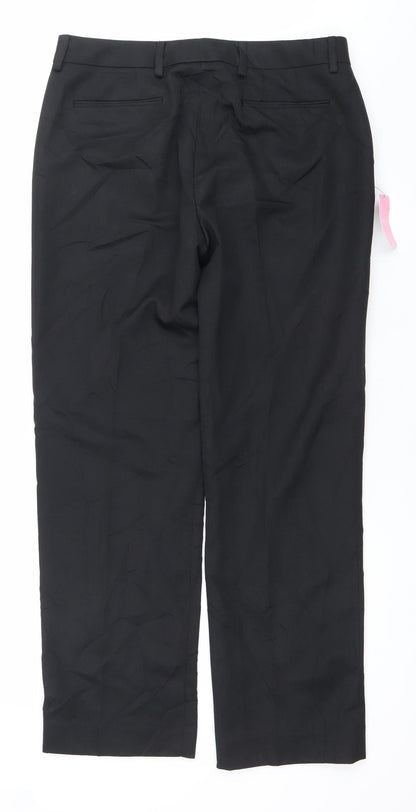Womens UK Size 12 Brook Taverner Regular Fit Dress Pants Black Trousers