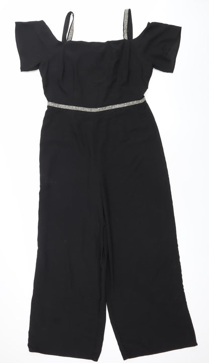 George Women’s Black Size 12 Wide Leg Off Shoulder Jumpsuit