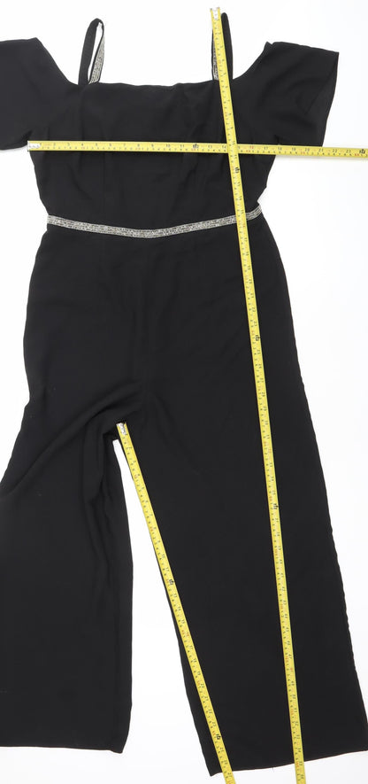 George Women’s Black Size 12 Wide Leg Off Shoulder Jumpsuit