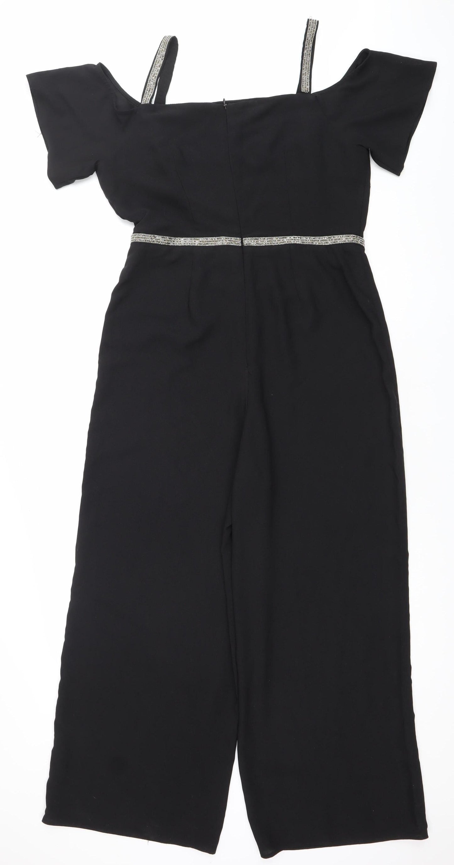 George Women’s Black Size 12 Wide Leg Off Shoulder Jumpsuit