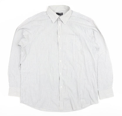 Thomas Nash Men's Grey Striped Long Sleeve Dress Shirt 17in 43cm