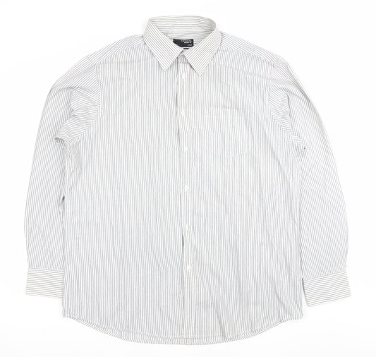 Thomas Nash Men's Grey Striped Long Sleeve Dress Shirt 17in 43cm