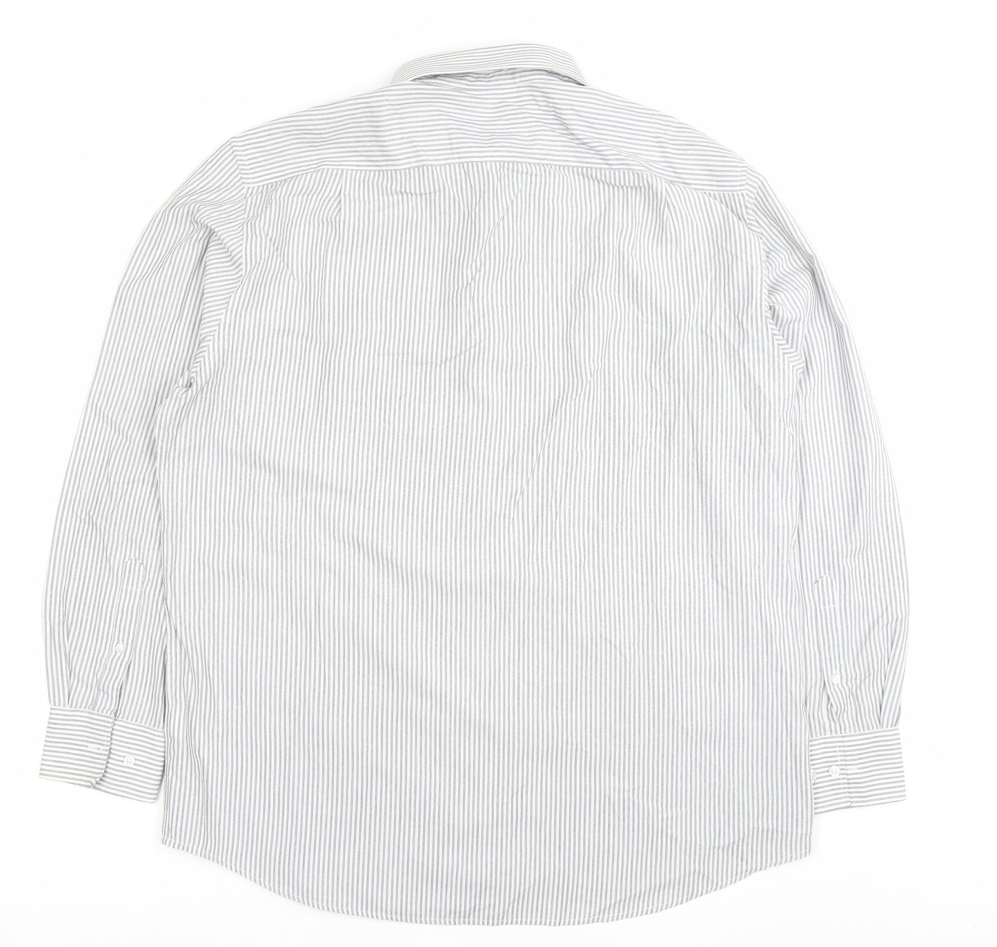 Thomas Nash Men's Grey Striped Long Sleeve Dress Shirt 17in 43cm