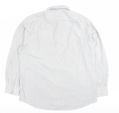 Thomas Nash Men's Grey Striped Long Sleeve Dress Shirt 17in 43cm