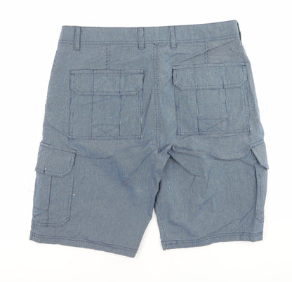 Tarocash Mens Blue Cargo Shorts Size 34 Regular Fit Cotton