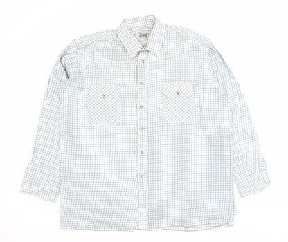 Taylor & Butler Men’s White Check Long Sleeve Button-Up Shirt L