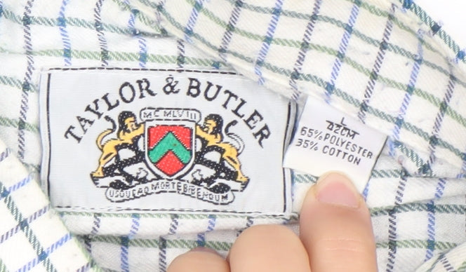 Taylor & Butler Men’s White Check Long Sleeve Button-Up Shirt L