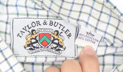 Taylor & Butler Men’s White Check Long Sleeve Button-Up Shirt L