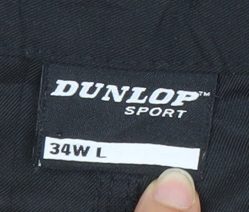 Dunlop Men’s Black Polyester Regular Fit Straight Trousers 34W L