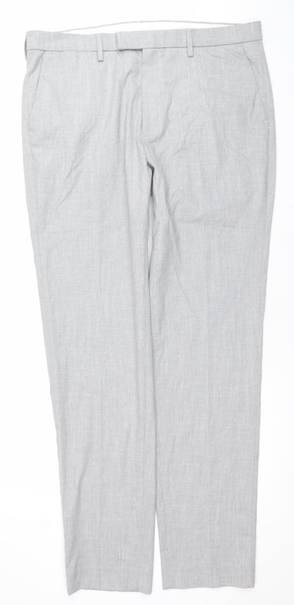 Marks and Spencer Men’s Grey 36W 36L Regular Fit Dress Pants