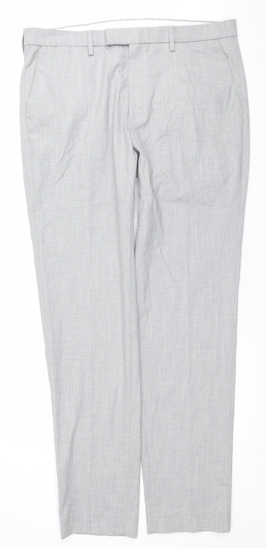 Marks and Spencer Men’s Grey 36W 36L Regular Fit Dress Pants