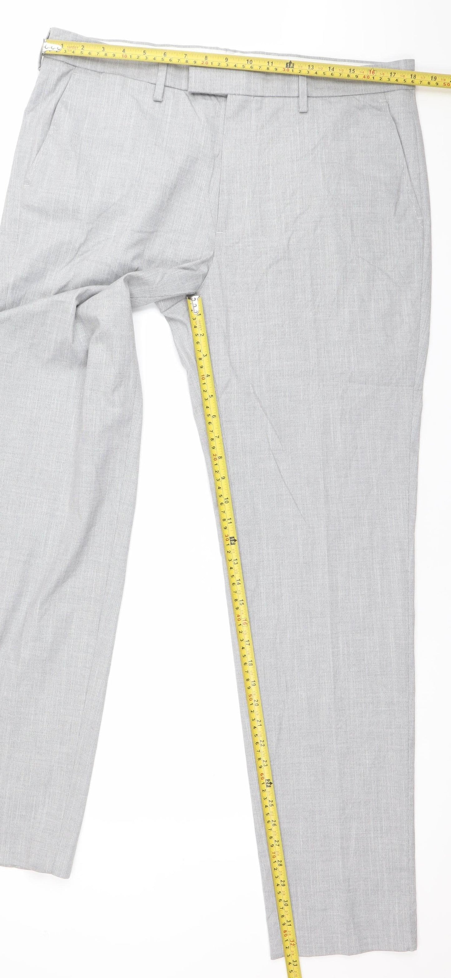 Marks and Spencer Men’s Grey 36W 36L Regular Fit Dress Pants