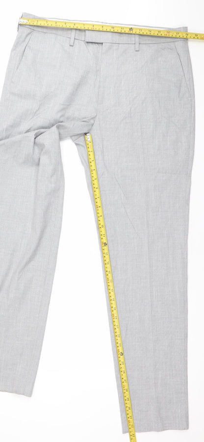 Marks and Spencer Men’s Grey 36W 36L Regular Fit Dress Pants