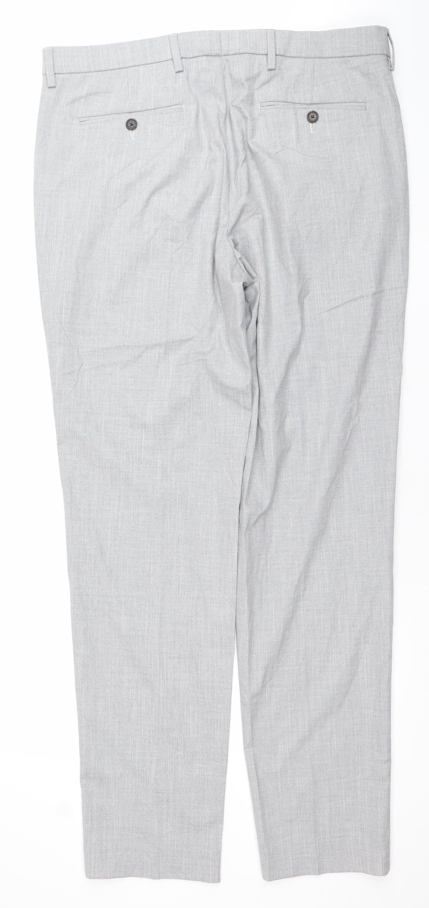 Marks and Spencer Men’s Grey 36W 36L Regular Fit Dress Pants