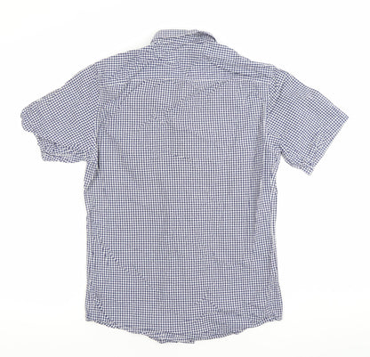 Topman Men's Blue Check Short Sleeve Button-Up Shirt Size S