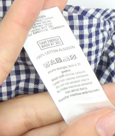 Topman Men's Blue Check Short Sleeve Button-Up Shirt Size S