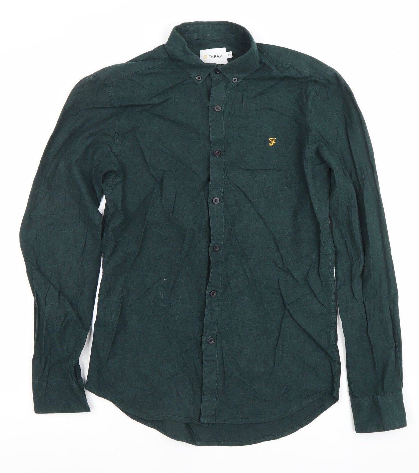 Mens UK Collar Size XS Farah Smart Green  Dress Shirt