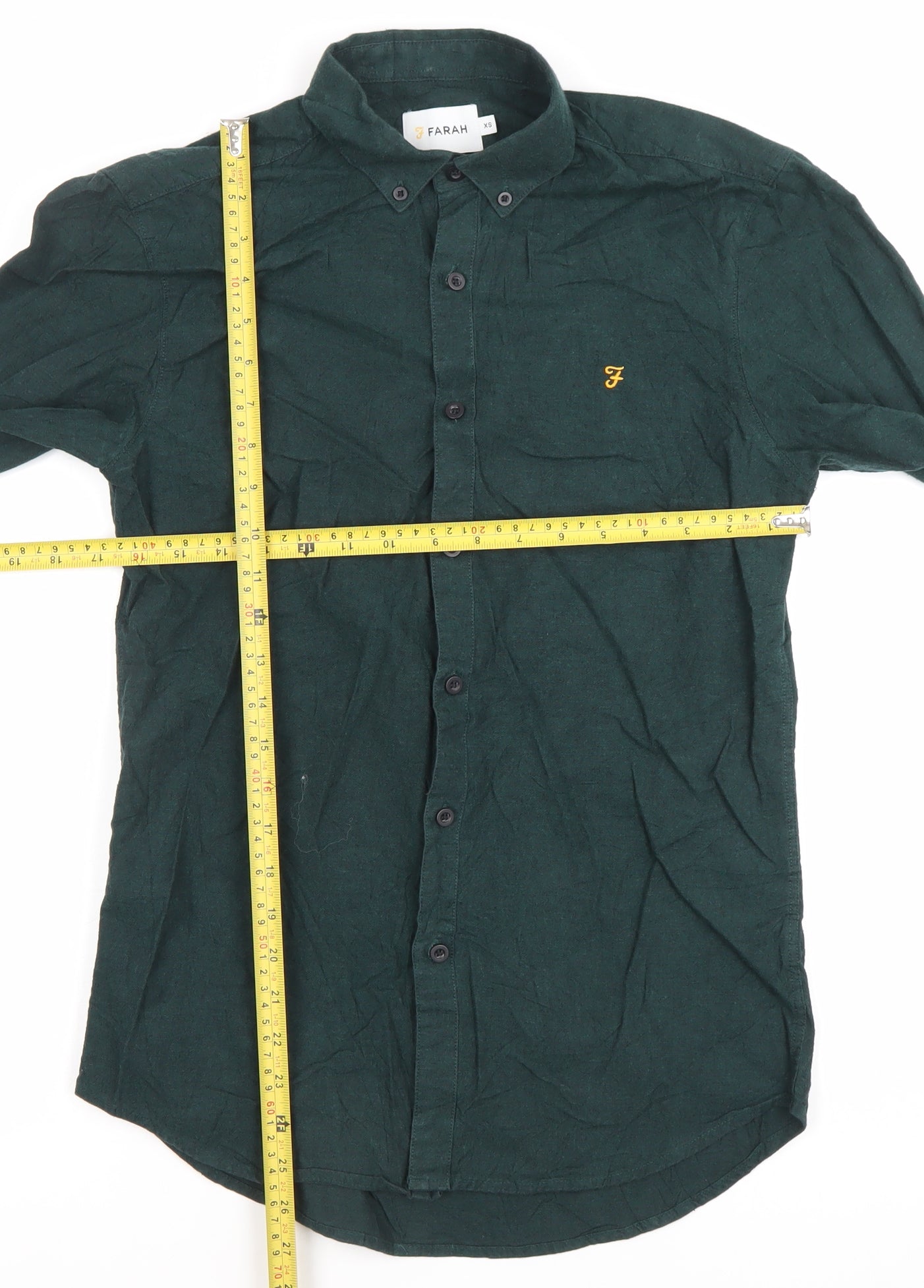 Mens UK Collar Size XS Farah Smart Green  Dress Shirt