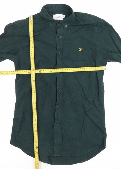 Mens UK Collar Size XS Farah Smart Green  Dress Shirt