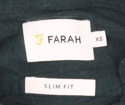 Mens UK Collar Size XS Farah Smart Green  Dress Shirt