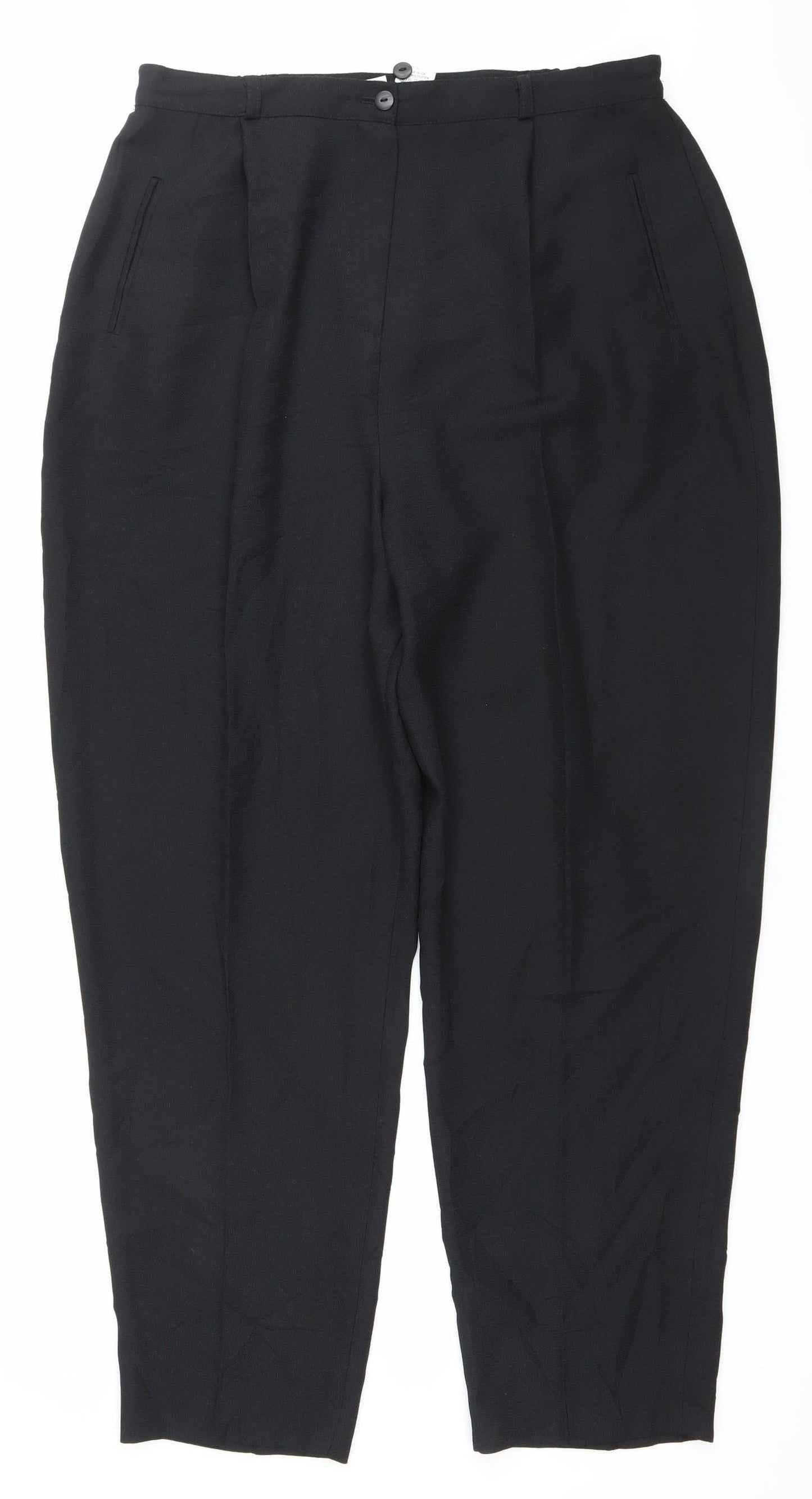 Bon Marche Womens Black Size 18 Pleated Straight Trousers