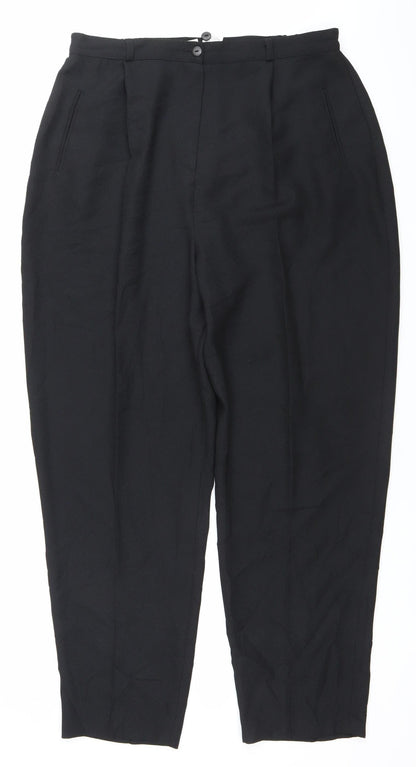 Bon Marche Womens Black Size 18 Pleated Straight Trousers