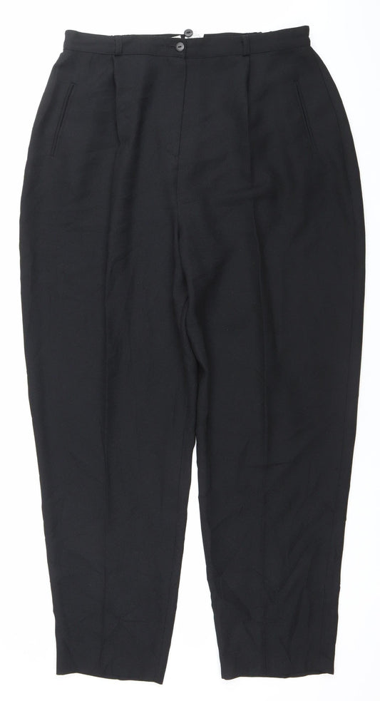 Bon Marche Womens Black Size 18 Pleated Straight Trousers