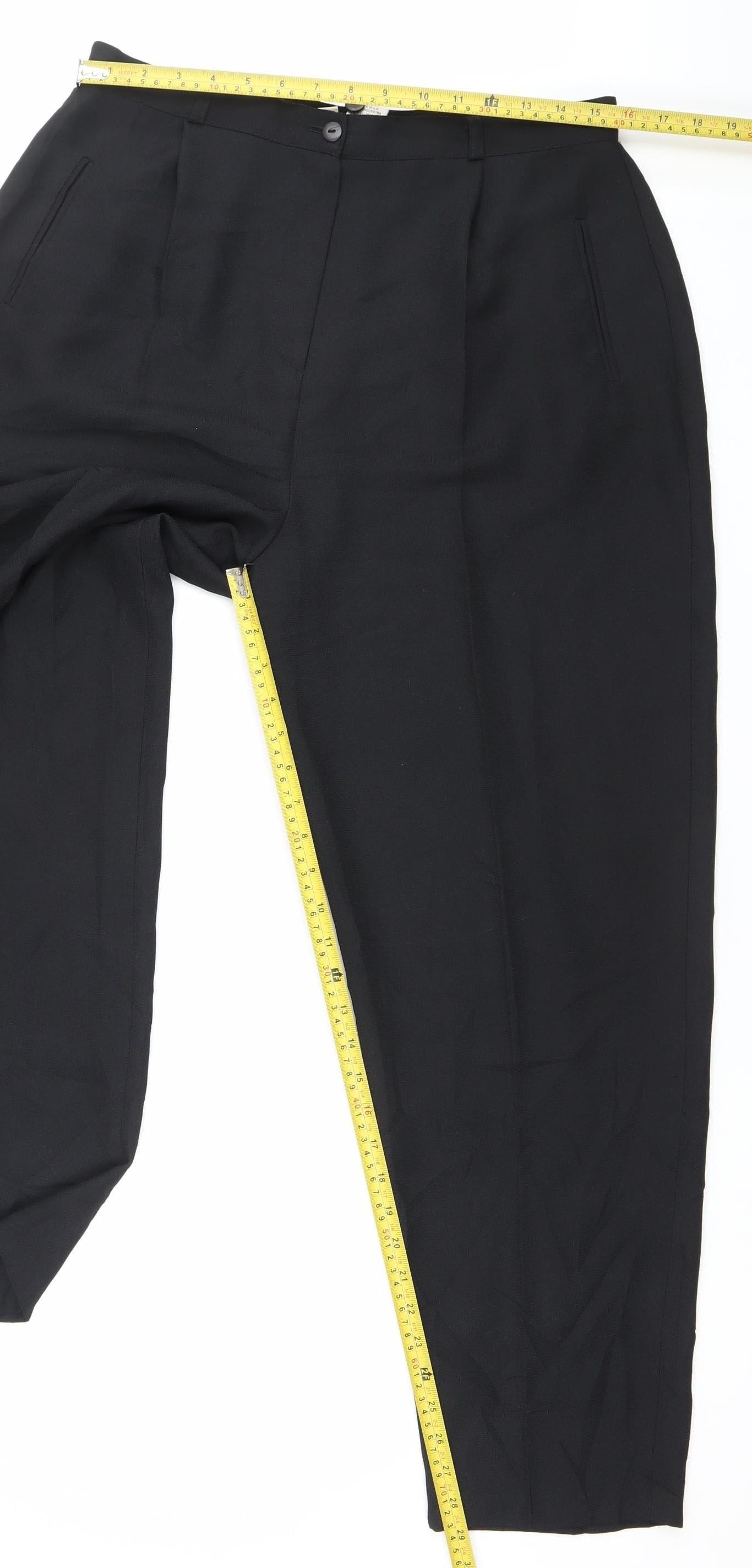 Bon Marche Womens Black Size 18 Pleated Straight Trousers