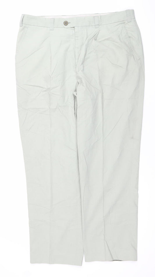 Oakman Mens Beige Chino Trousers Size 36R Cotton Blend