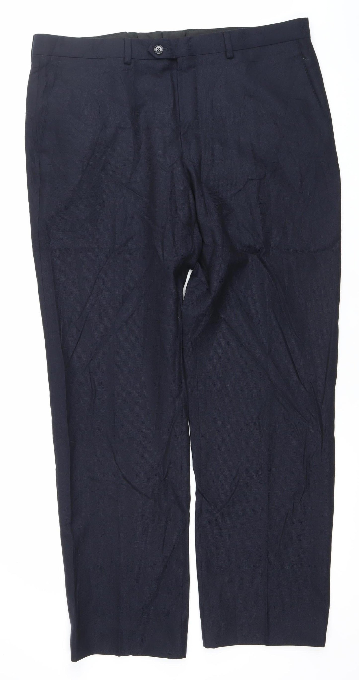 Marks and Spencer Men's Blue Wool Dress Pants 38W 33L Straight Fit