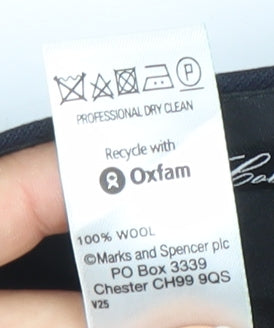 Marks and Spencer Men's Blue Wool Dress Pants 38W 33L Straight Fit