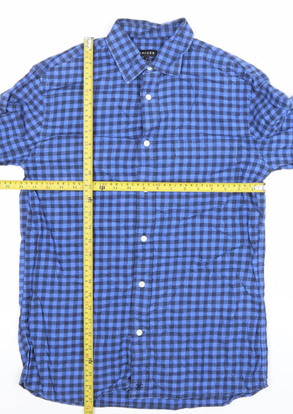 Jaeger Men’s Blue Check Cotton Button-Up Shirt Size S