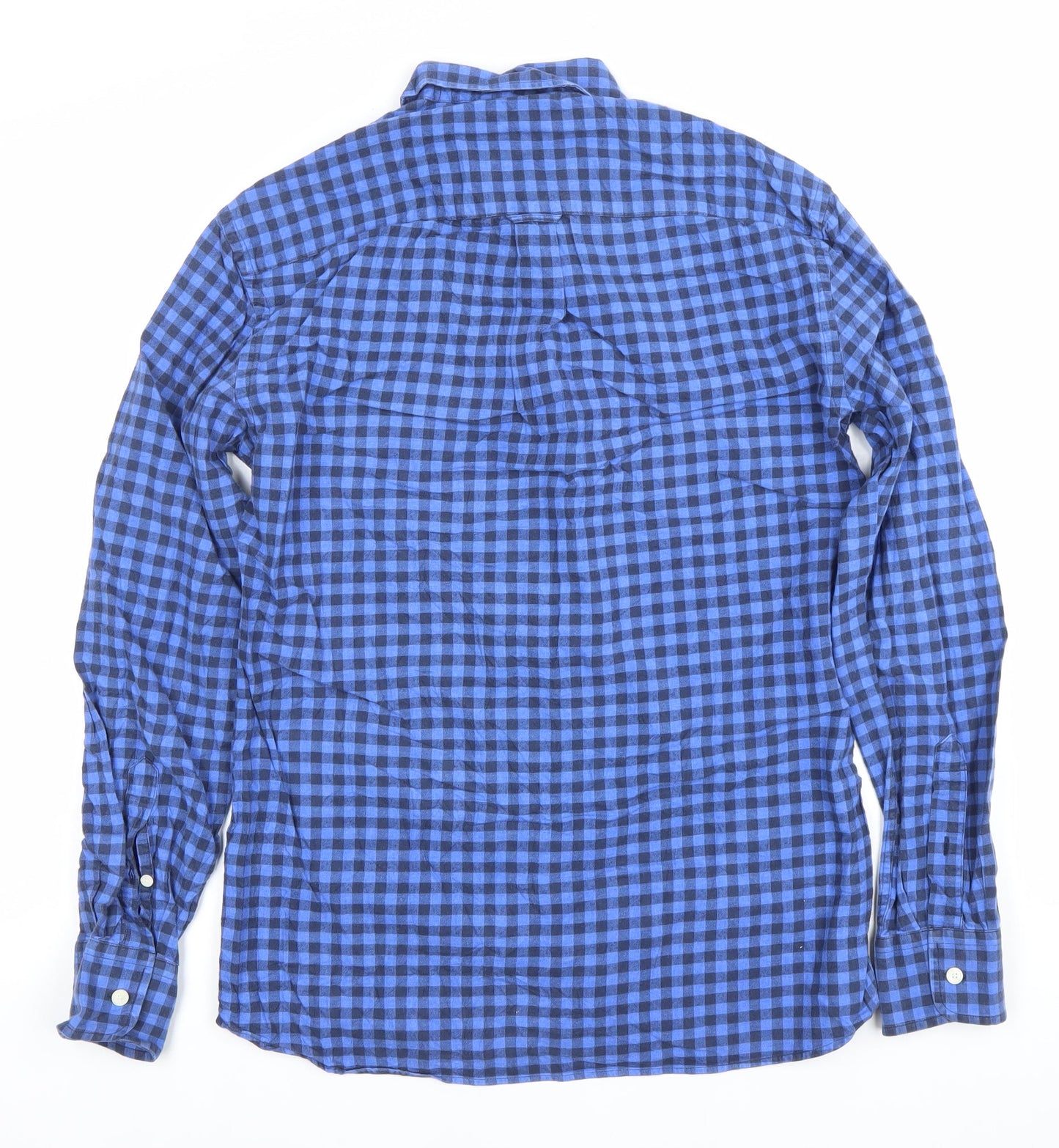 Jaeger Men’s Blue Check Cotton Button-Up Shirt Size S