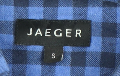 Jaeger Men’s Blue Check Cotton Button-Up Shirt Size S