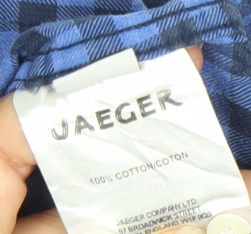 Jaeger Men’s Blue Check Cotton Button-Up Shirt Size S