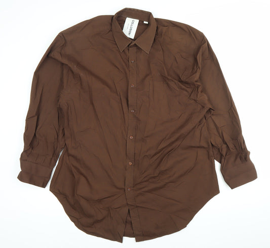 Unisex Adults UK Size L COLLUSION Brown Basic Button-Up