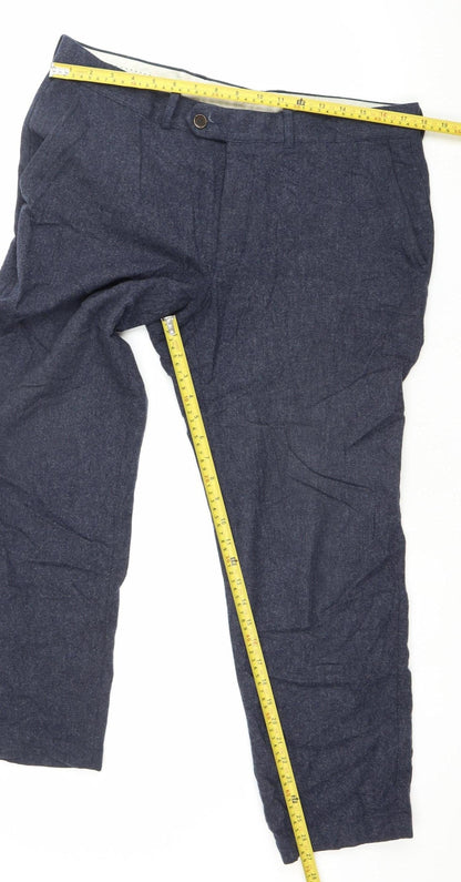 Marks and Spencer Men’s Blue Wool Slim Fit Dress Trousers 36W 29L