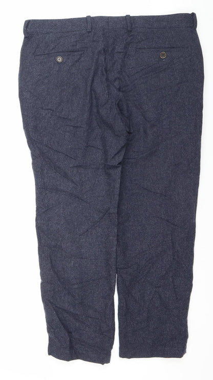 Marks and Spencer Men’s Blue Wool Slim Fit Dress Trousers 36W 29L