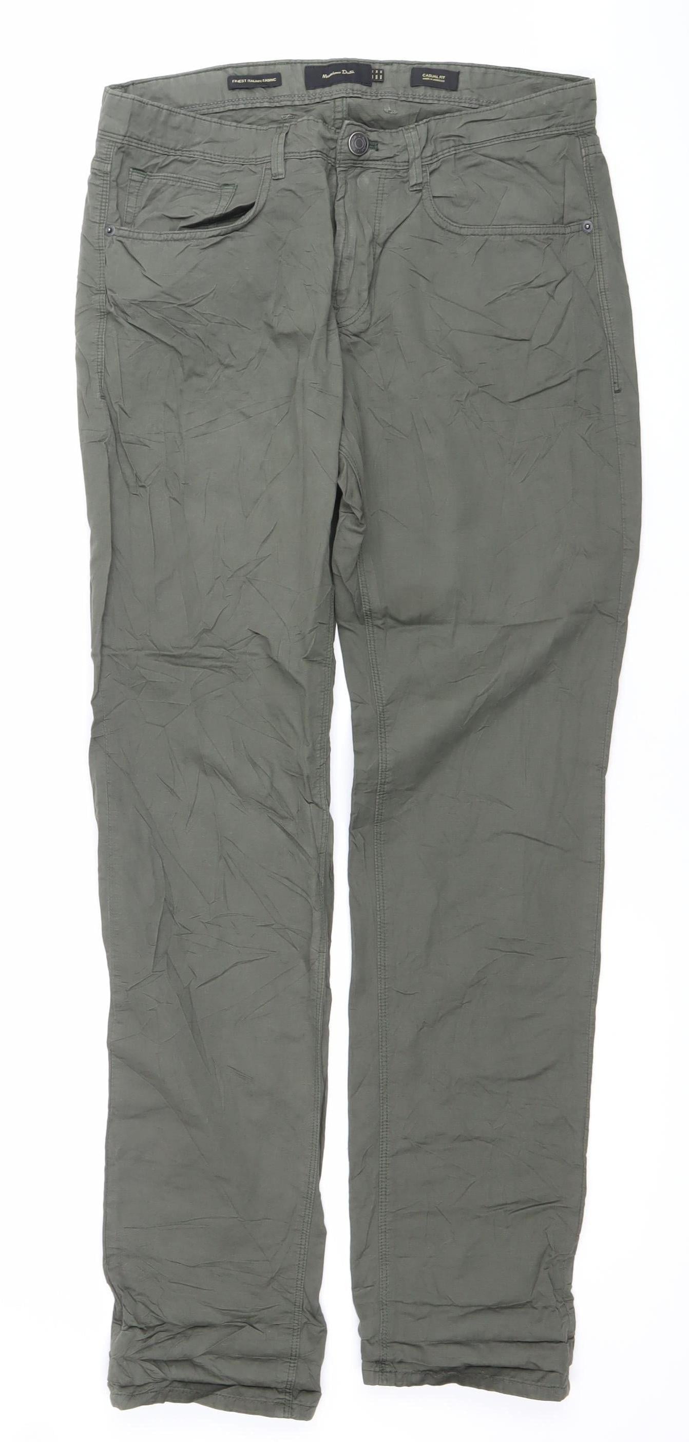 Womens UK Size 10 Massimo Dutti Regular Fit Chino Green Trousers